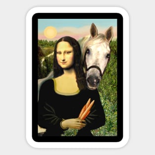 Mona Lisa Offers a Carrot to her Arabian Horse Sticker